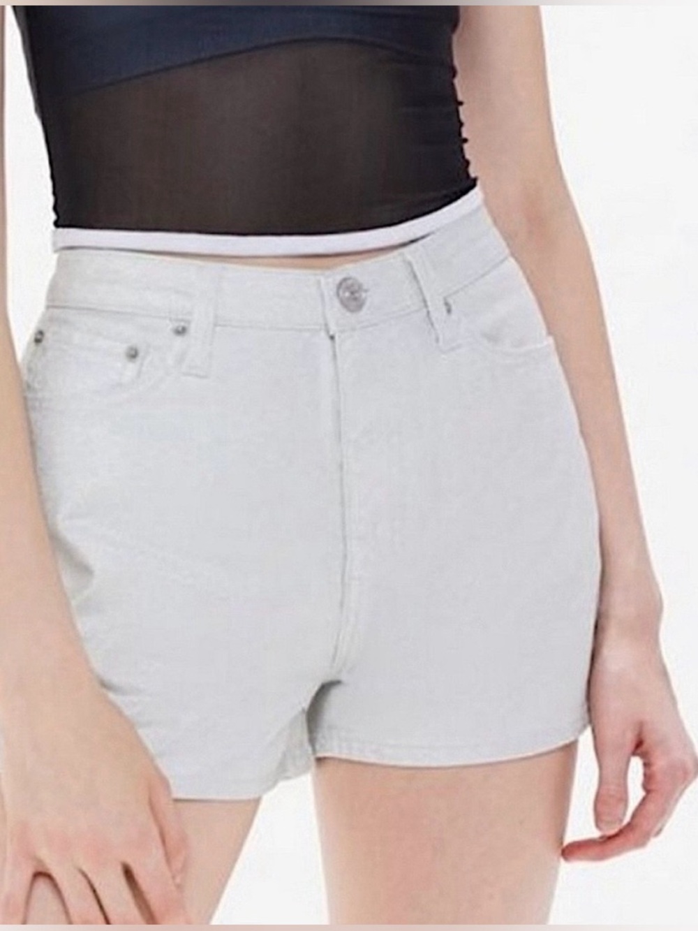 Urban Outfitters BDG Denim High-Rise Shorts Silver Pearl Size 26 NWT